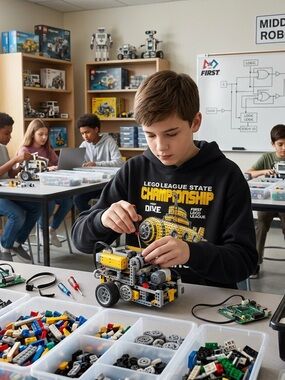 Lego Black Hoodie with Yellow Robotics Graphic